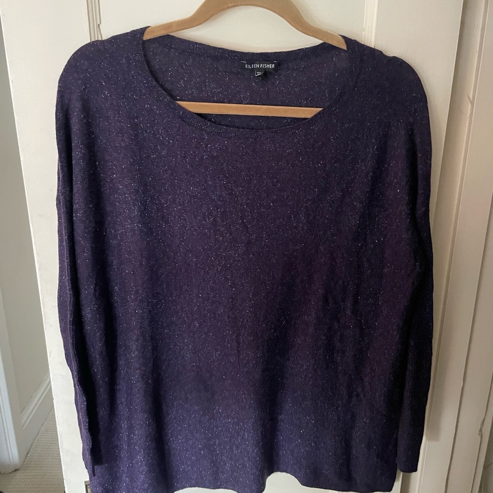 Eileen Fisher Deep Purple Knit Top